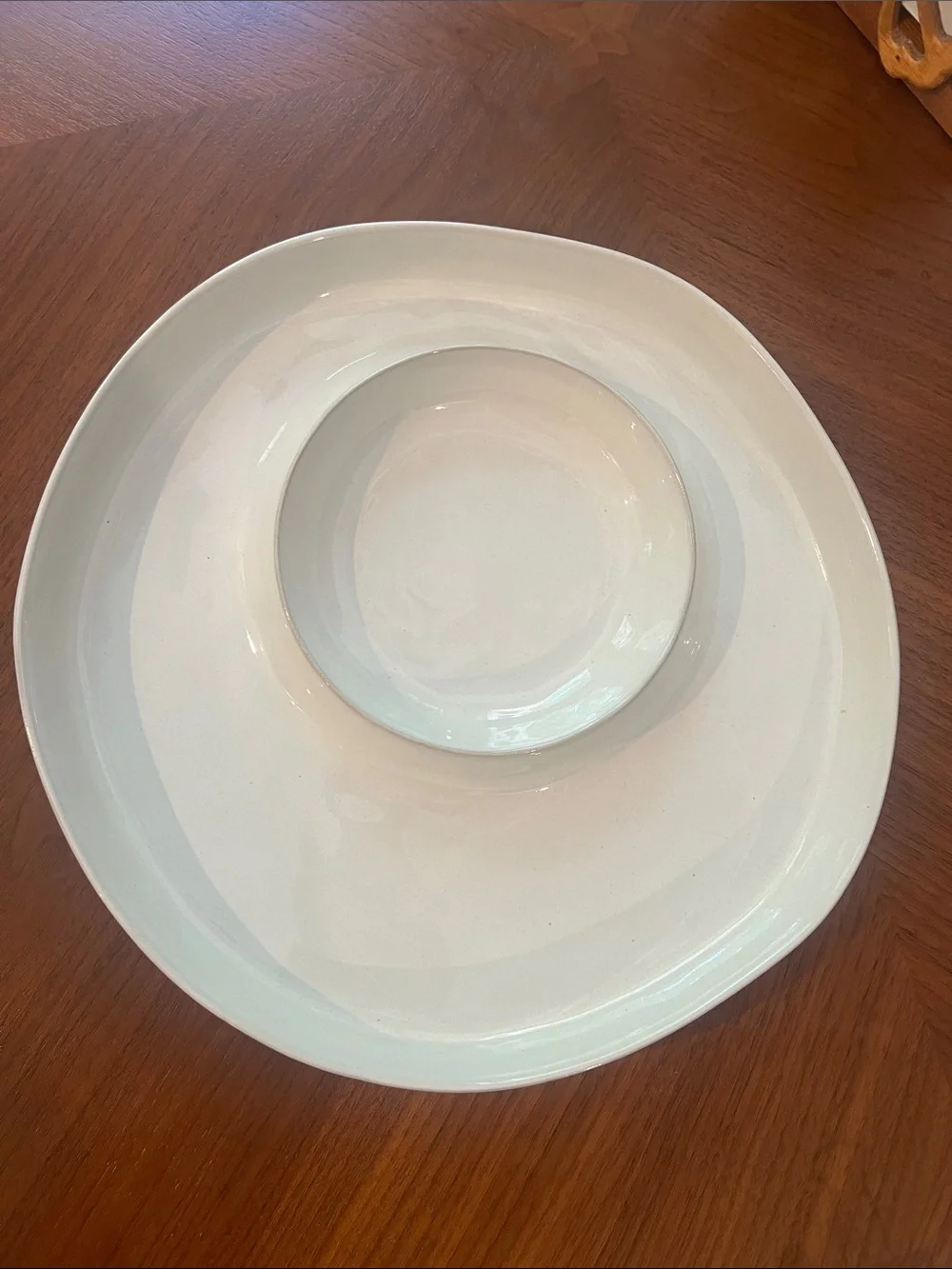 Hearth And Hand By Magnolia Gray Stoneware Chip And Dip Platter